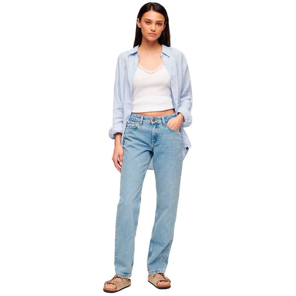 Superdry Mid Rise Straight Leg Byxor Grå 26 / 30 Kvinna