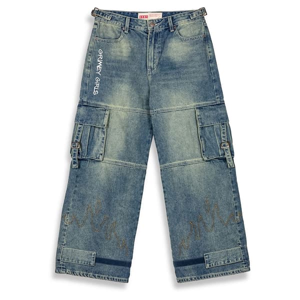 Grimey Baggy Cargobyxor Blå M Kvinna