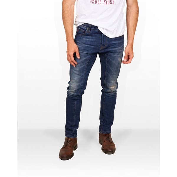 Skull Rider Tappared Distressed Effect Jeans Blå 32 / 32 Man