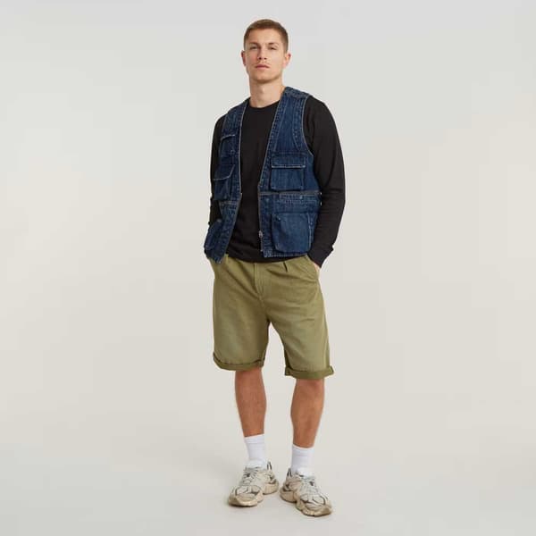 G-star Pleated Chinoshorts Grøn 28 Mand