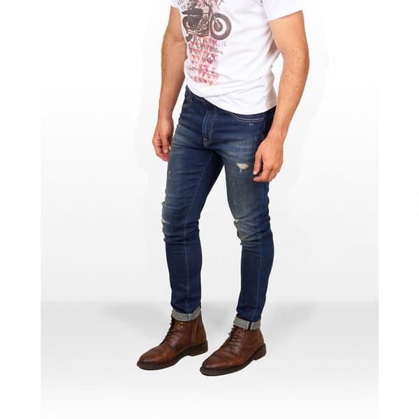 Skull Rider Skinny Distressed Effect Jeans Blå 32 / 32 Mand