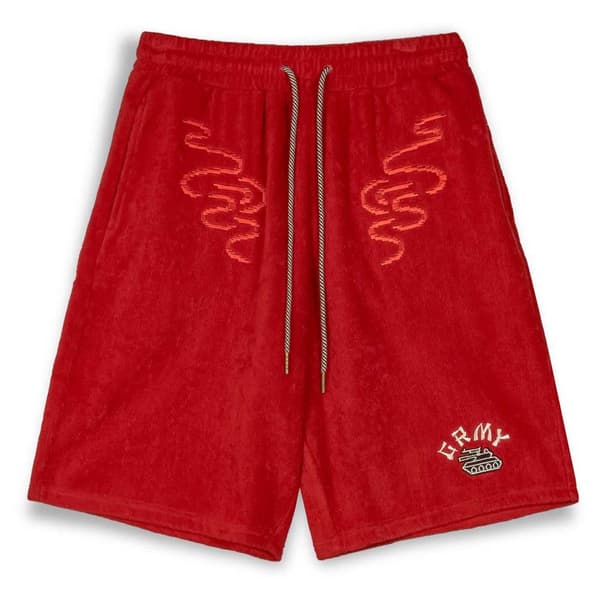 Grimey Lucky Dragon Terry Towelling Baggy Sports Shorts Rød S Mand