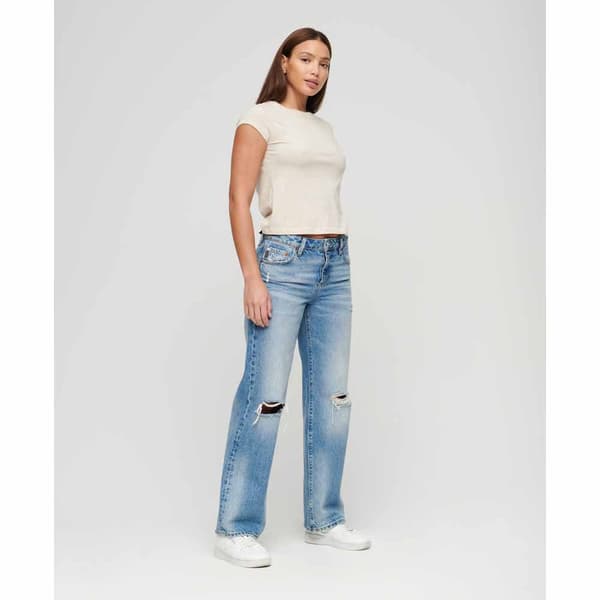 Superdry Mid Rise Wide Leg Jeans Blå 32 / 30 Kvinna