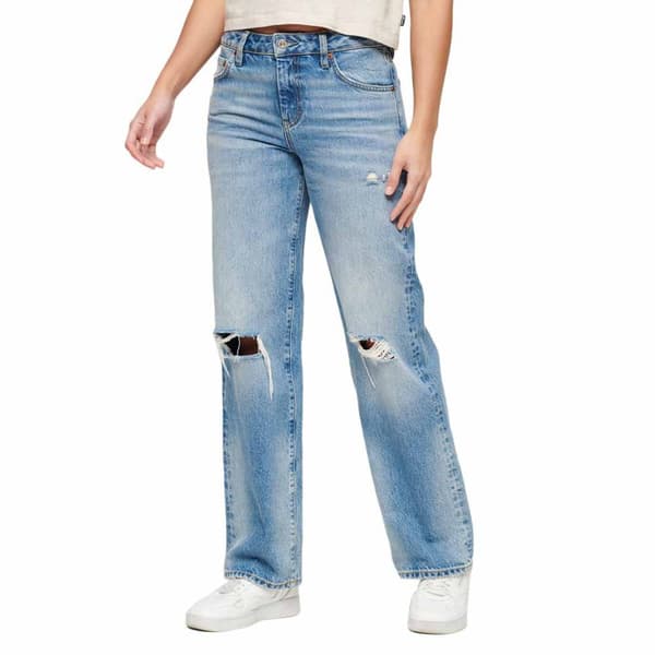 Superdry Mid Rise Wide Leg Jeans Blå 32 / 30 Kvinna
