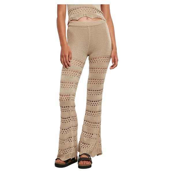 Urban Classics Flared Crochet High Waist Leggings Beige M Kvinde
