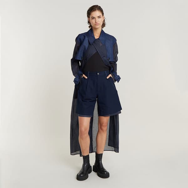 G-star Linen Barrel Korta Jeans Blå 28 Kvinna