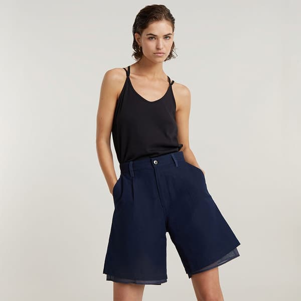 G-star Linen Barrel Korta Jeans Blå 28 Kvinna
