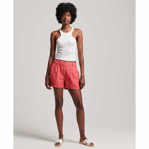 Superdry Studios Overdyed Linen Shortsit Pinkki 2XS Nainen