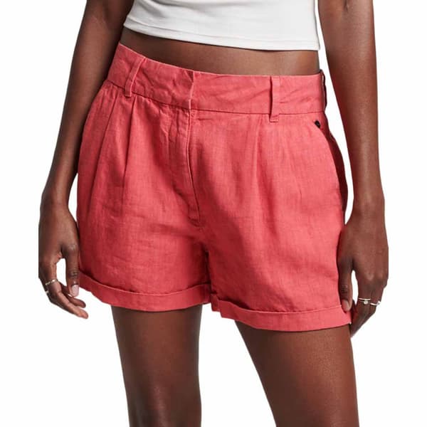 Superdry Studios Overdyed Linen Shorts Rosa 2XS Kvinna