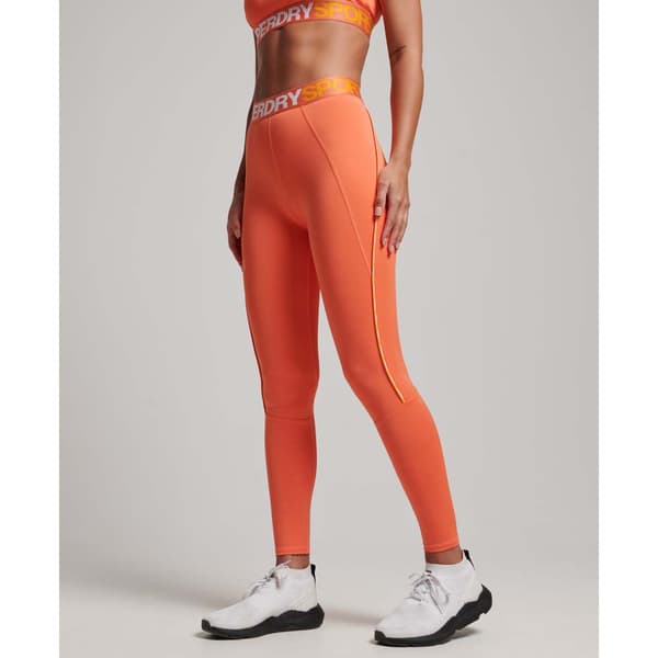 Superdry Train Branded Elastic Leggings Orange XS Kvinna