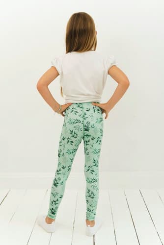 Långa barnleggings - Green Mint 86-92 cm