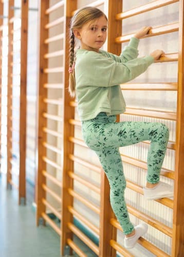 Långa barnleggings - Green Mint 86-92 cm