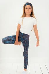 Långa barnleggings - Neon Splash 92-98 cm