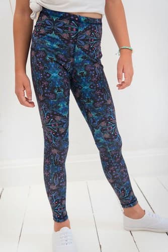 Långa barnleggings - Neon Splash 134-140 cm