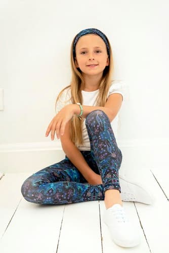 Långa barnleggings - Neon Splash 134-140 cm