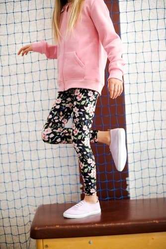Lange leggings til børn - Kolibrier og blomster 98-104 cm