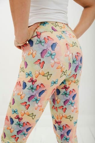 Korkeavyötäröiset pitkät leggingsit - Butterflies XL