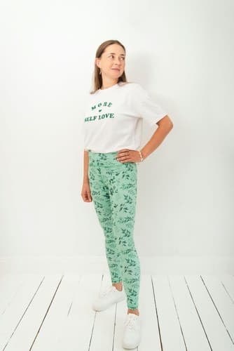 Korkeavyötäröiset pitkät leggingsit - mintunvihreä XL