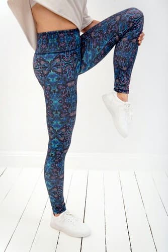Korkeavyötäröiset pitkät leggingsit - Neon Splash S