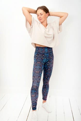 Korkeavyötäröiset pitkät leggingsit - Neon Splash S