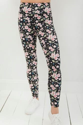 Korkeavyötäröiset pitkät leggingsit - Hummingbirds and Flowers XS