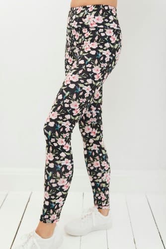 Korkeavyötäröiset pitkät leggingsit - Hummingbirds and Flowers XS