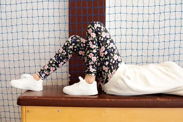 Lange leggings med høj talje - kolibrier og blomster L