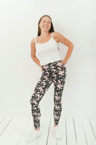Korkeavyötäröiset pitkät leggingsit - Hummingbirds and Flowers XL pitkät