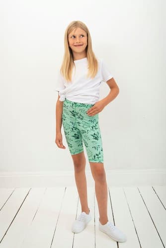 Korte børneleggings - Grøn mynte 146-152 cm
