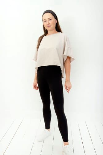 Korkeavyötäröiset pitkät leggingsit - musta XL