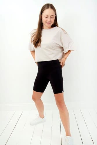 Korte leggings med høj talje - Sort XL