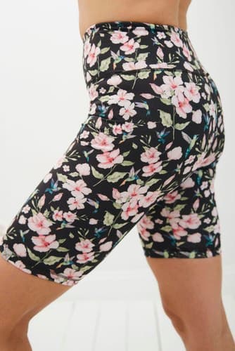 Korkeavyötäröiset leikatut leggingsit - Hummingbirds and Flowers XS