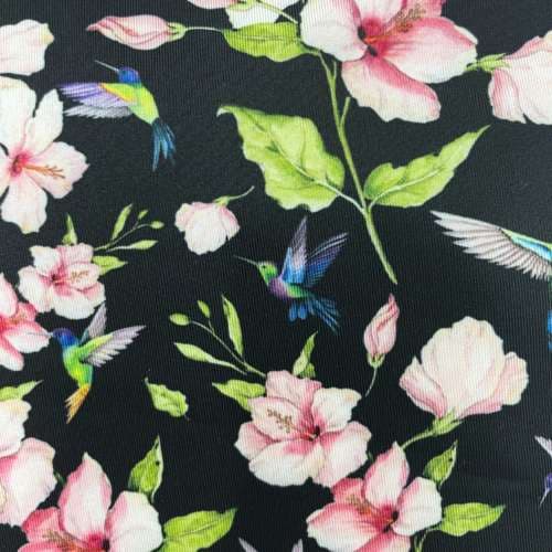 Korkeavyötäröiset leikatut leggingsit - Hummingbirds and Flowers L