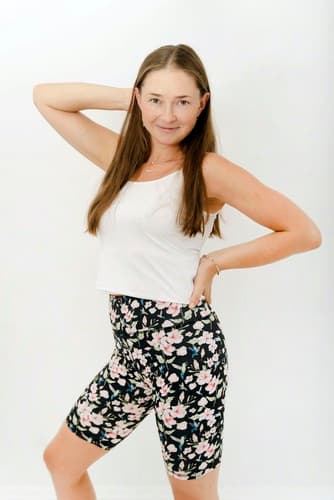 High Waist Cropped Leggings - Hummingbirds and Flowers XL