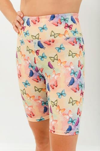 Korkeavyötäröiset lyhyet leggingsit - Butterflies XL