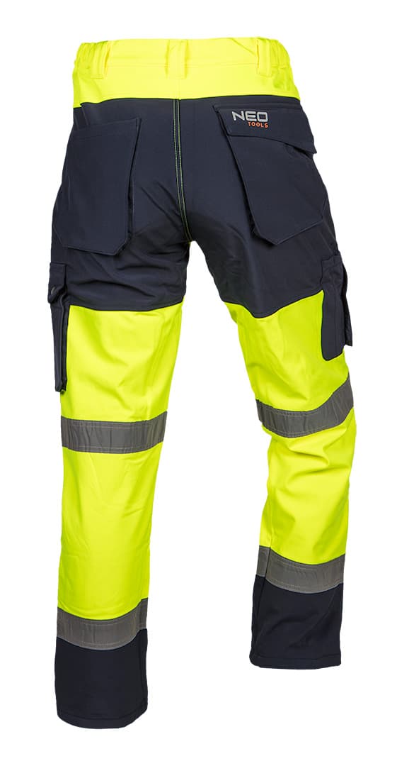 Softshell-advarsels-arbejdsbukser, gule, str. M