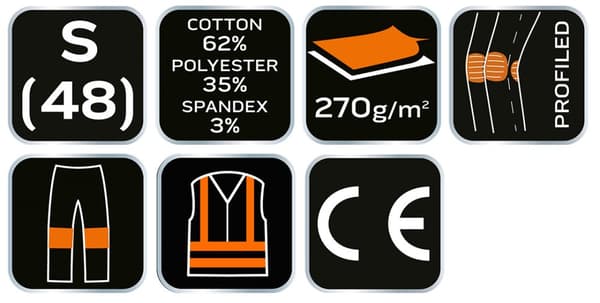 PREMIUM arbejdsbukser, 62% bomuld, 35% polyester, 3% elastan, str. S
