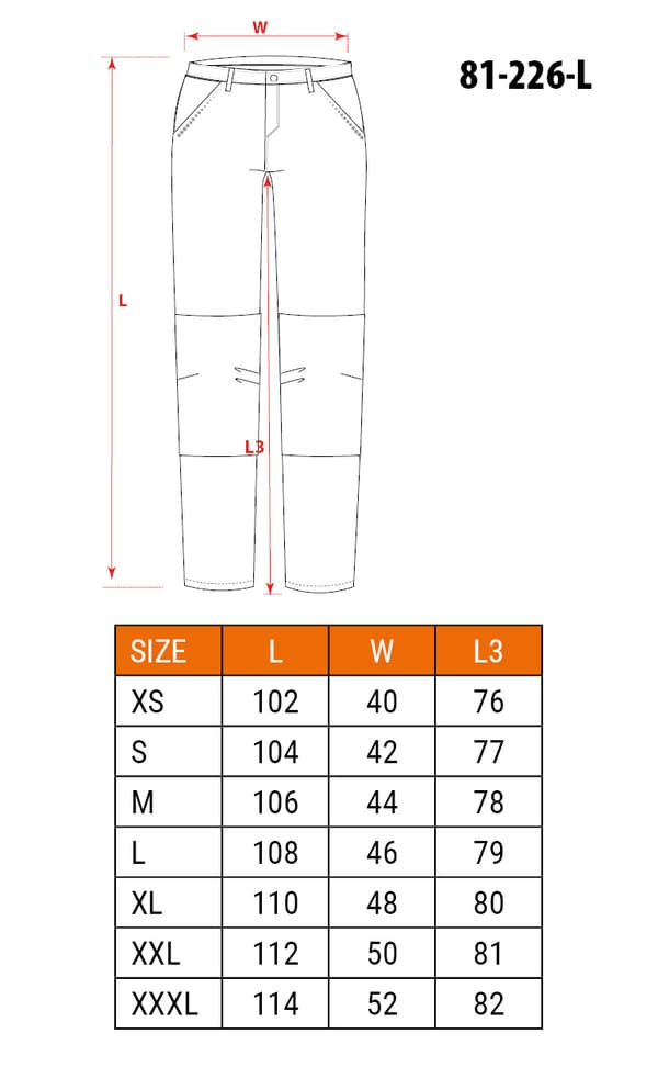 PREMIUM arbejdsbukser, 62% bomuld, 35% polyester, 3% elastan, str. L