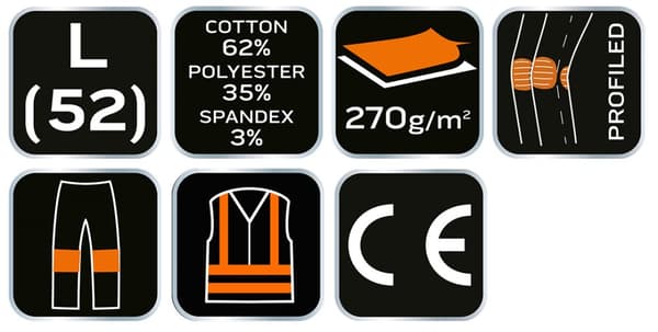 PREMIUM arbejdsbukser, 62% bomuld, 35% polyester, 3% elastan, str. L
