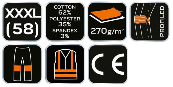 PREMIUM arbejdsbukser, 62% bomuld, 35% polyester, 3% elastan, størrelse XXXL
