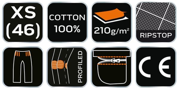 PREMIUM-työhousut, 100% puuvillaa, ripstop, koko XS