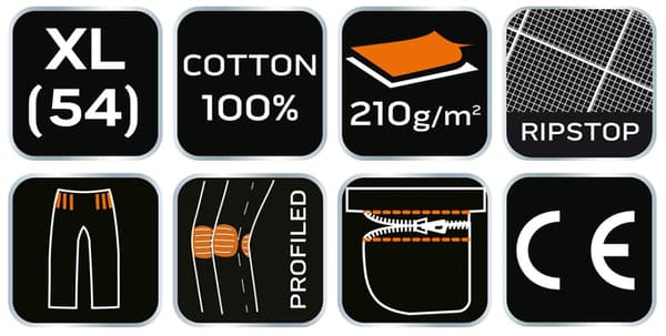PREMIUM arbejdsbukser, 100% bomuld, ripstop, str. XL