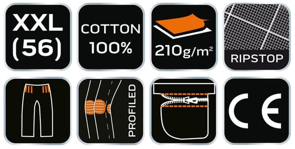 PREMIUM-työhousut, 100% puuvillaa, ripstop, koko XXL