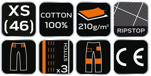 Motosynthesis arbetsbyxor, 100% ripstop bomull, storlek XS