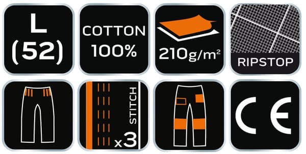 Motosynthesis arbejdsbukser, 100% ripstop bomuld, str. L