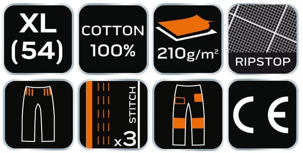 Motosynthesis arbetsbyxor, 100% ripstop bomull, storlek XL