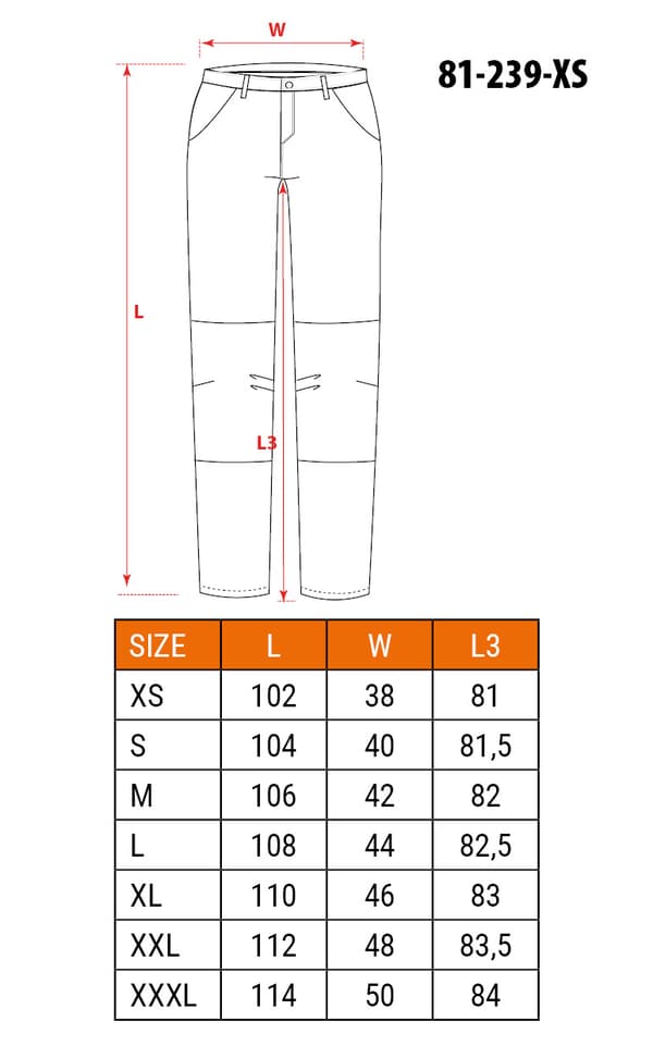 HD Slim arbejdsbukser, aftagelige lommer, str. XS