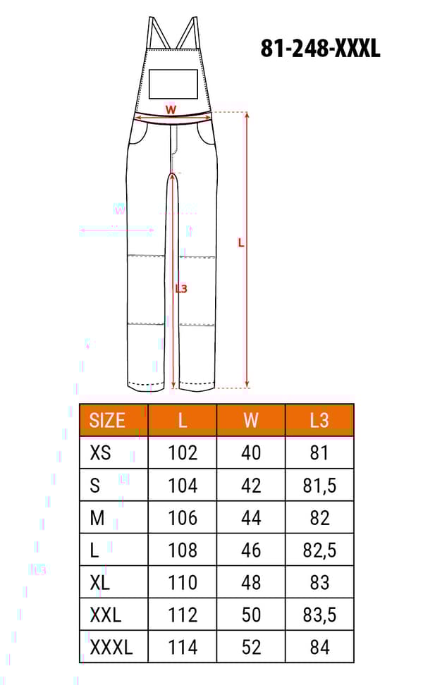 HD Slim Work Dungarees, koko XXXL