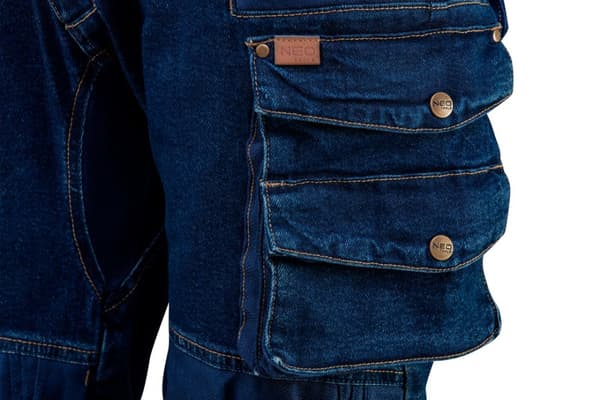 DENIM arbejdsbukser, forstærkede knæ, str. L