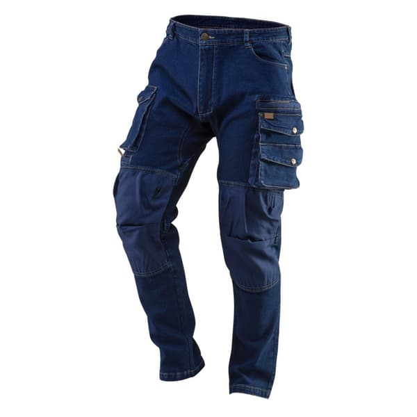 DENIM arbejdsbukser, forstærkede knæ, str. L